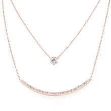 Minimalist Double Layered Rose Gold Crystal Zircon Smile Sign Inspiration Choker Chain Necklace